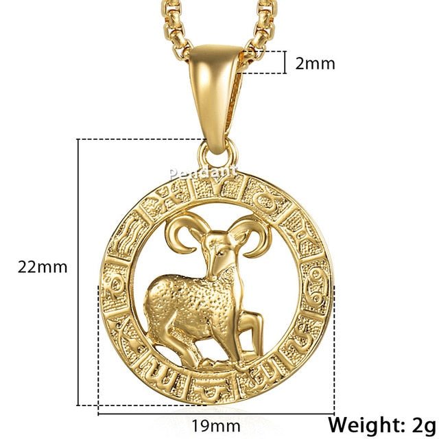 12 Horoscope Zodiac Sign Gold Pendant Necklace Jewelry - Body Central