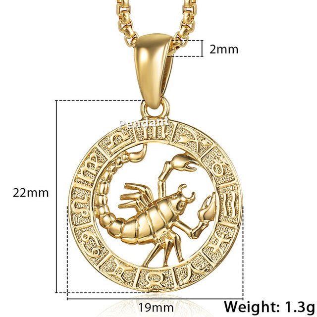12 Horoscope Zodiac Sign Gold Pendant Necklace Jewelry - Body Central