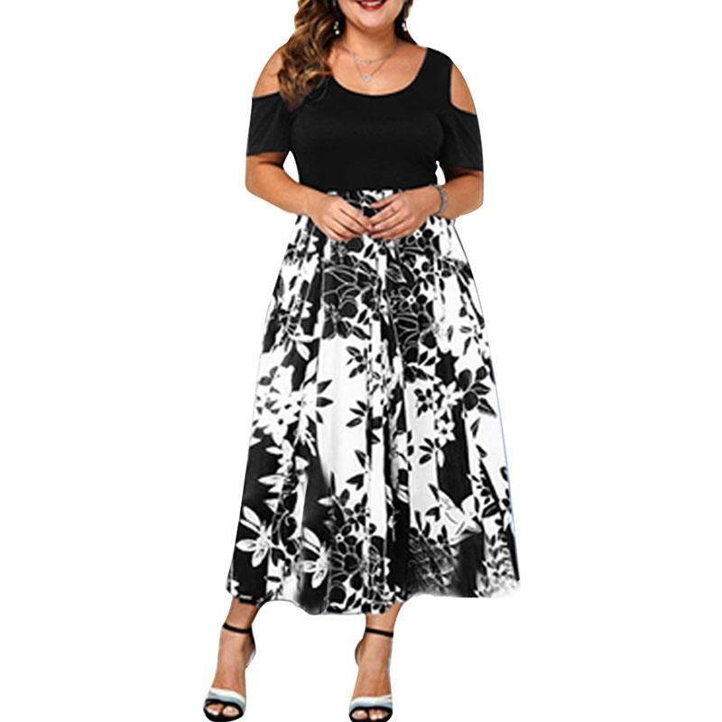Maxi Short Sleeve Floral Printed Elegant A line Large Dress - Body Central Store