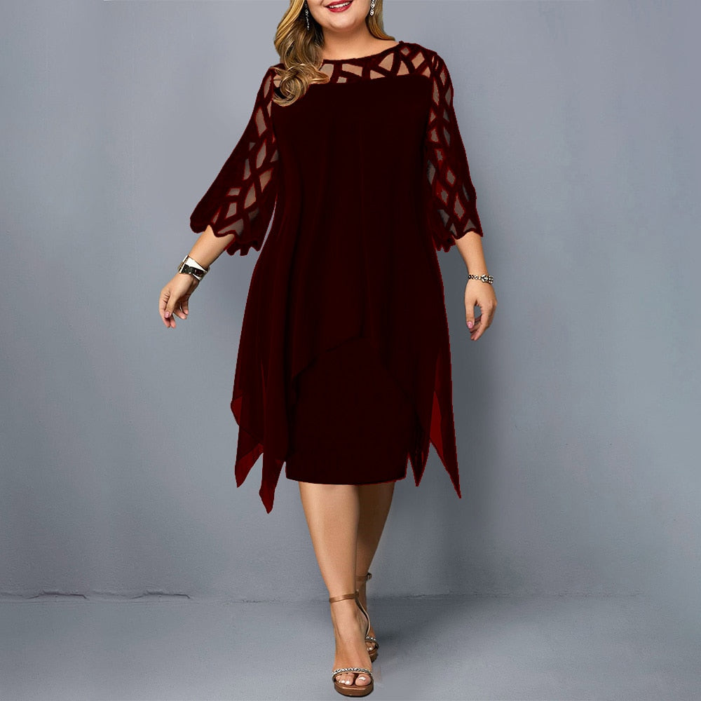 3/4 Short Sleeve Hollow Out Midi Dress | Body Central