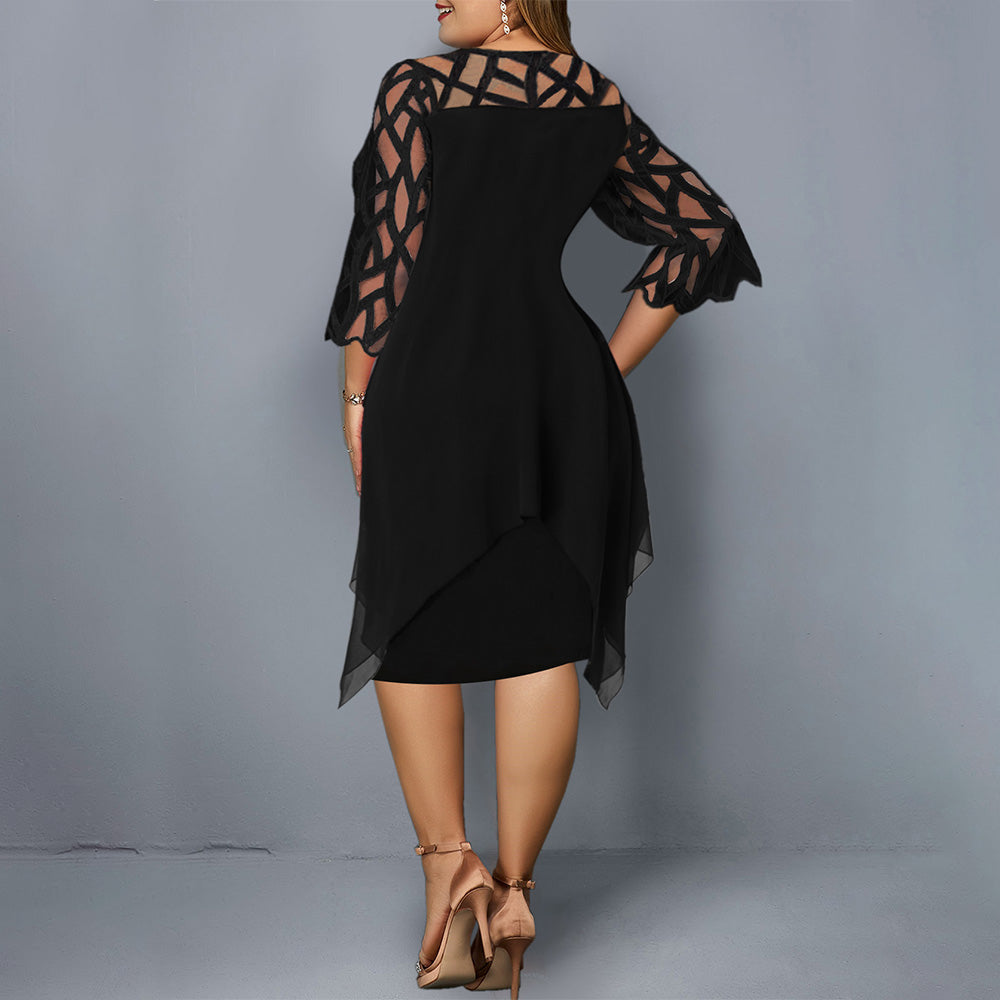 3/4 Short Sleeve Hollow Out Midi Dress | Body Central
