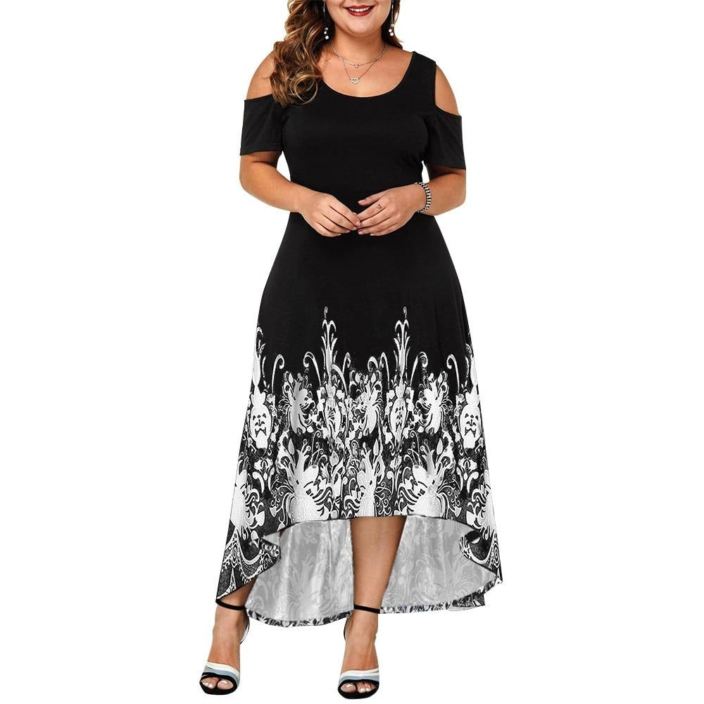 Maxi Short Sleeve Floral Printed Elegant A line Large Dress - Body Central Store