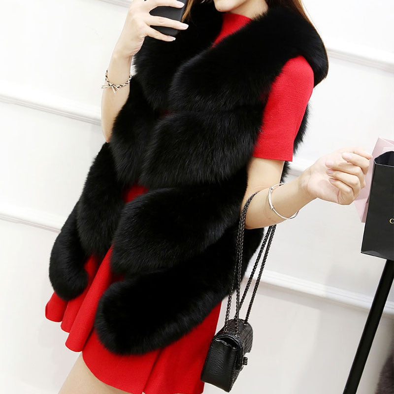 Faux Fur Vest Soft Waist Coats Sleeveless Jacket Outerwear - Body Central Store