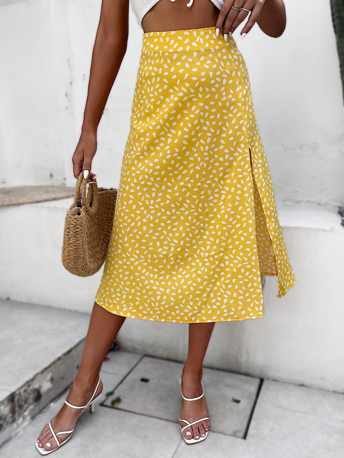 Boho Split Thigh Allover Print Skirt - Body Central Store