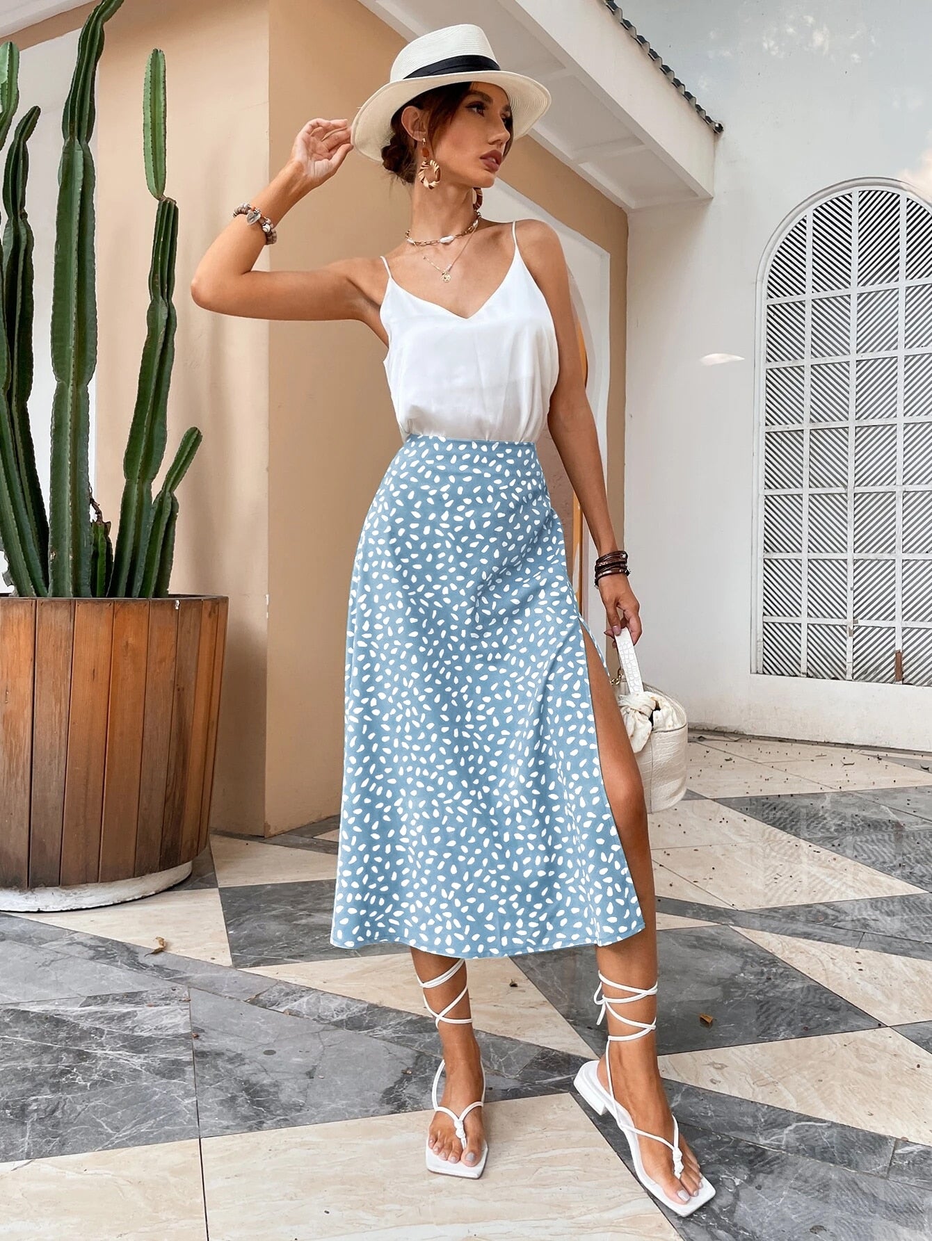 Boho Split Thigh Allover Print Skirt - Body Central Store