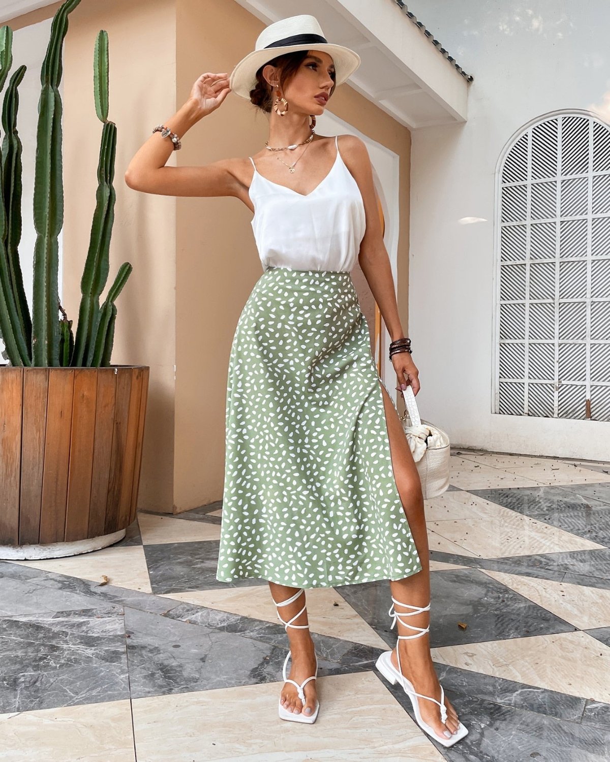 Boho Split Thigh Allover Print Skirt - Body Central Store