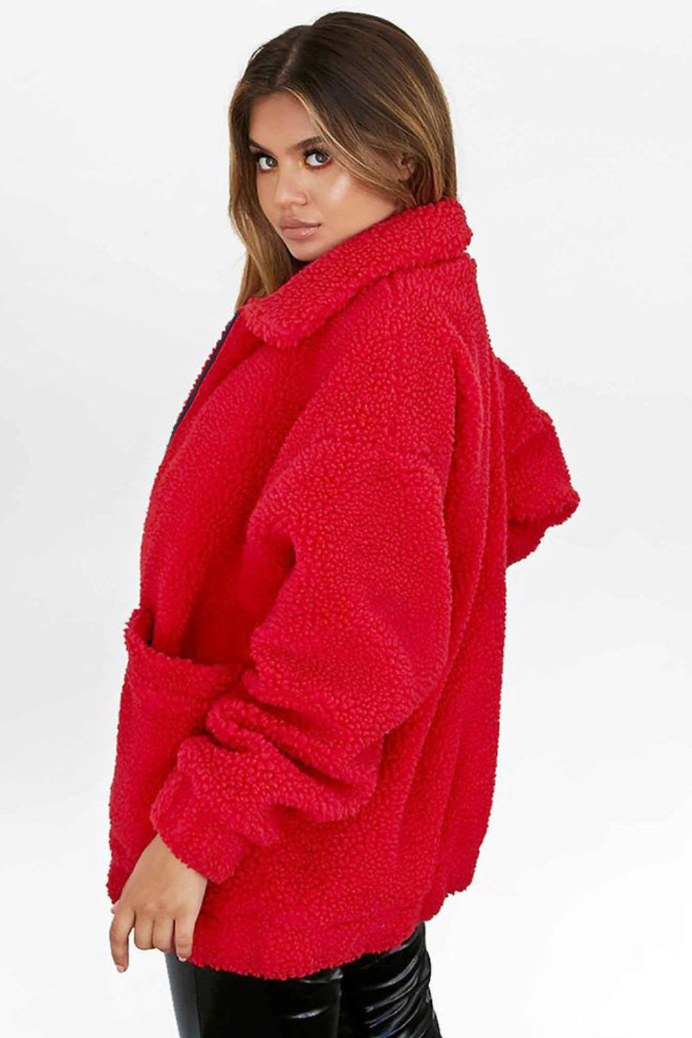 Elegant Faux Fur Warm Zipper Jacket Plush Overcoat | Body Central