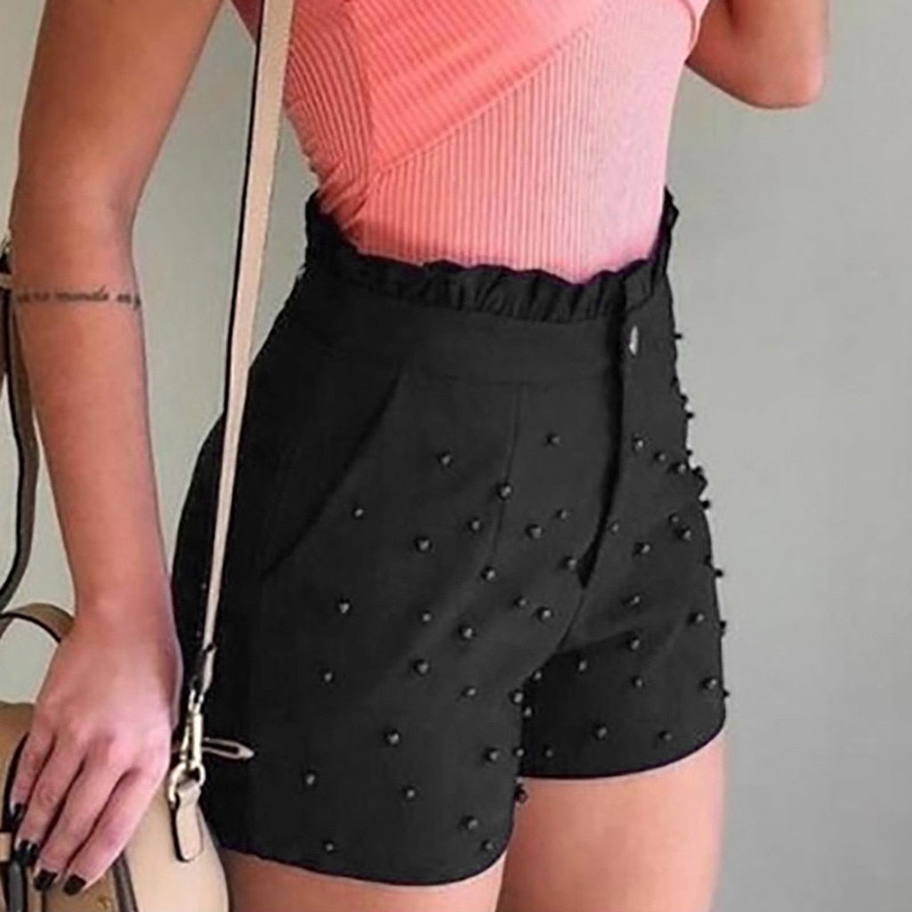 Embroidered Flares Skinny High Waist Shorts | Body Central