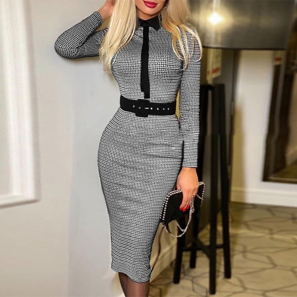 Bodycon Autumn Long Sleeve Slim High Waist Elegant A Line Pencil Dress - Body Central Store