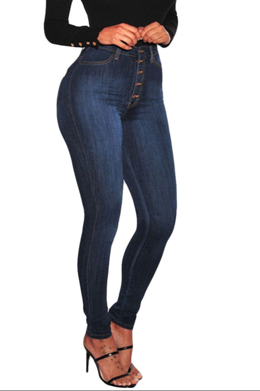 High Waisted Skinny Denim Stretch Slim Calf Length Jeans Body Central