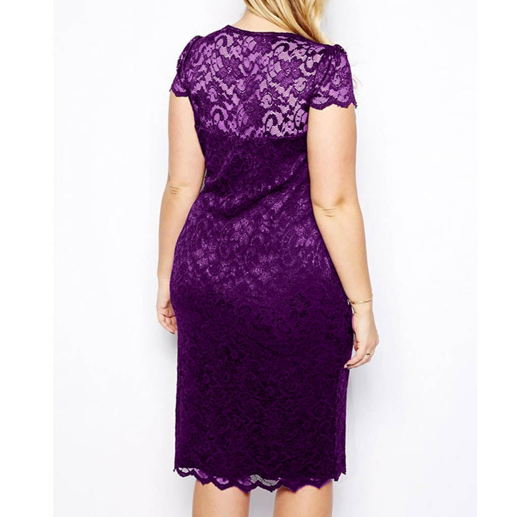 Lace Short Sleeve V Neck Bodycon Dress | Body Central