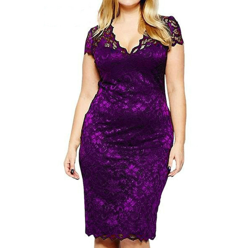 Lace Short Sleeve V Neck Bodycon Dress | Body Central