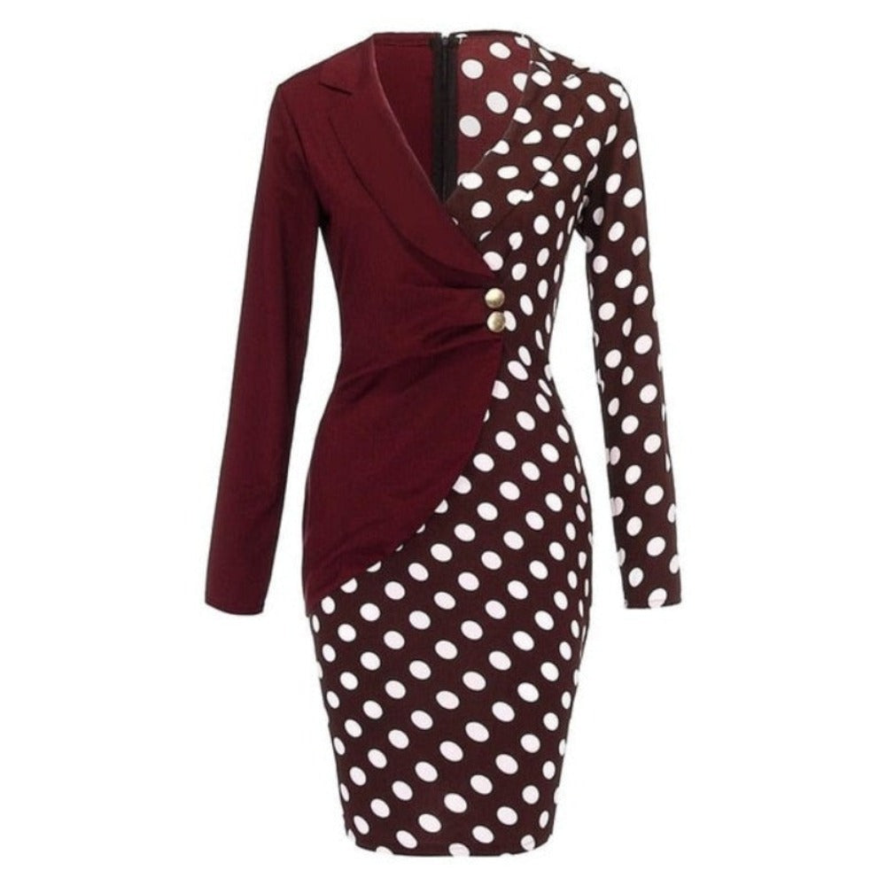 Long Sleeve Buttons Formal Dress Solid Turn Down Neck | Body Central