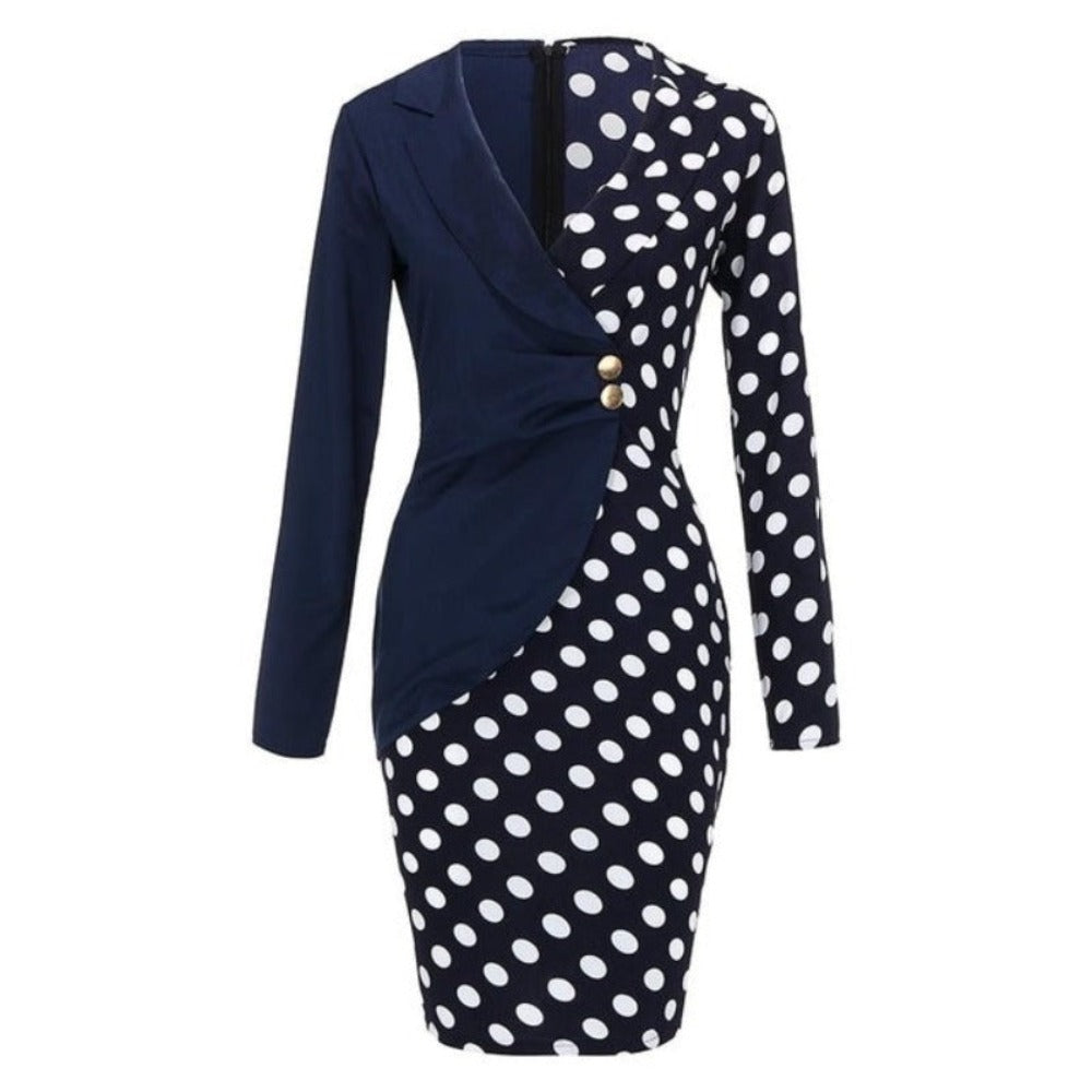Long Sleeve Buttons Formal Dress Solid Turn Down Neck | Body Central