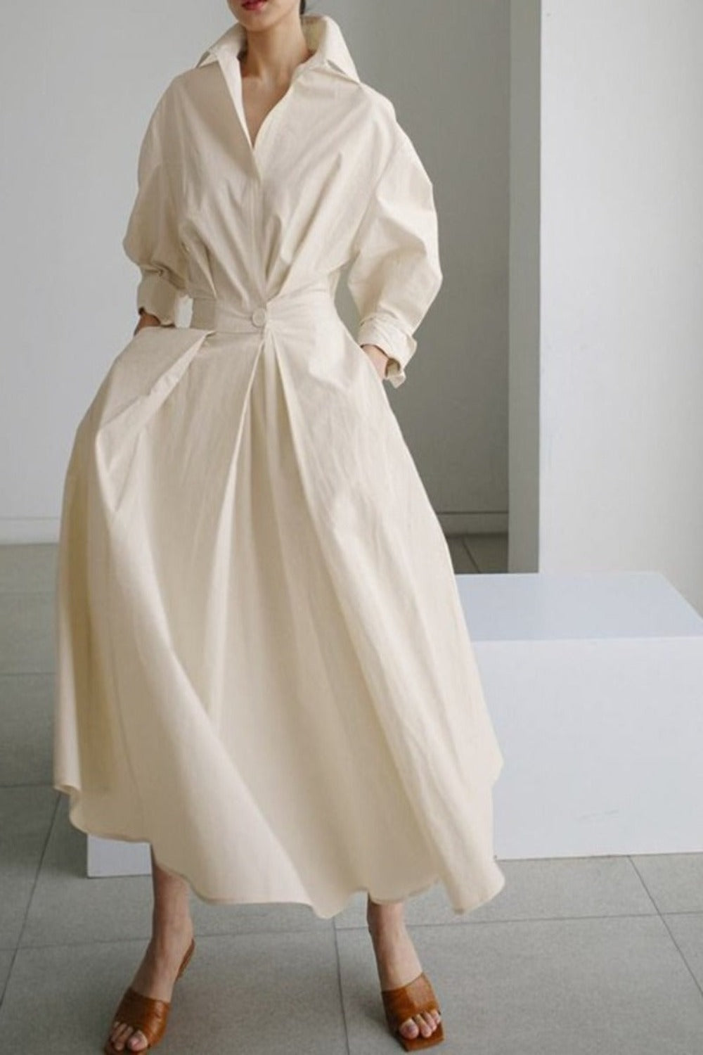 Oversized Elegant Long Sleeve Solid Dress | Body Central