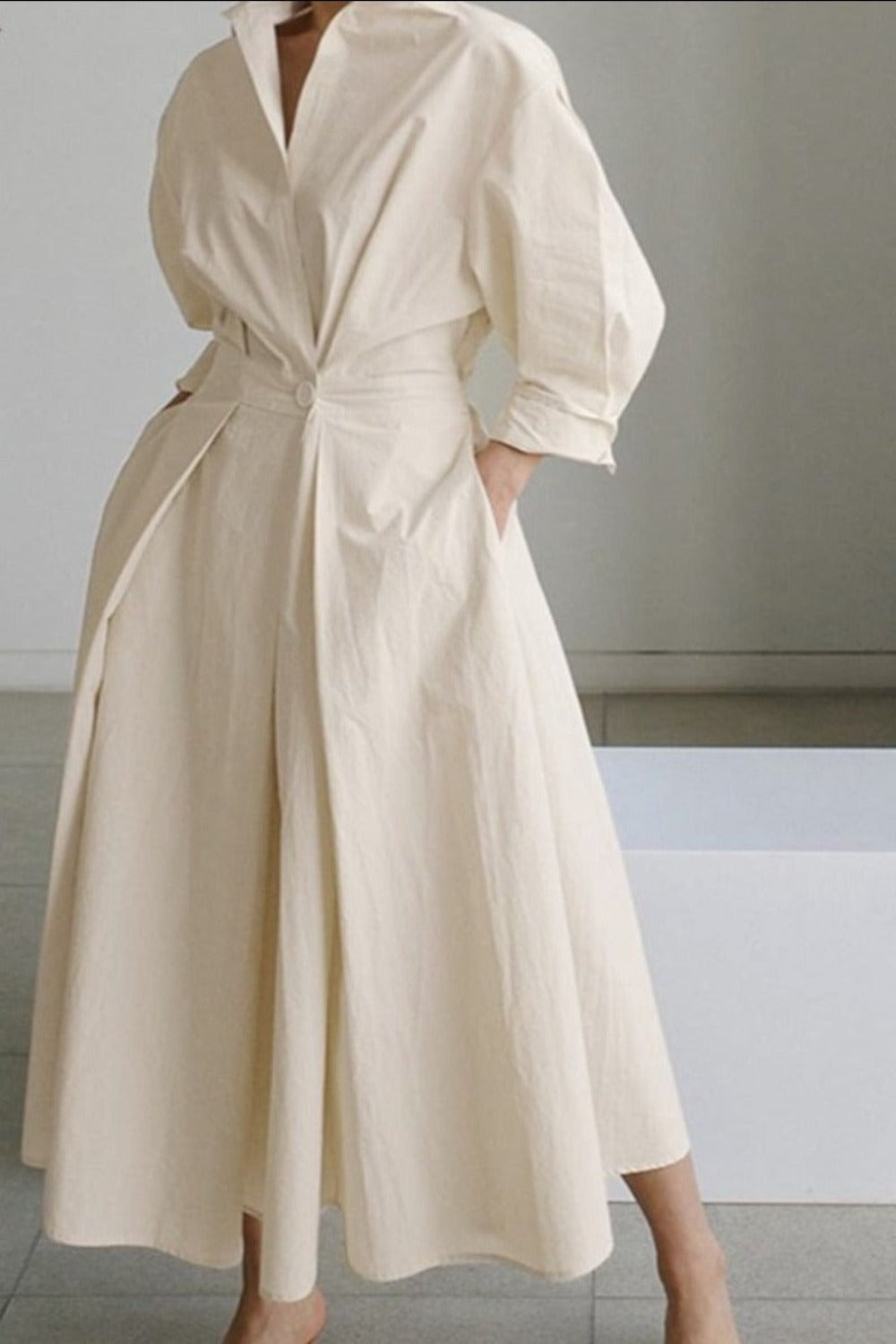 Oversized Elegant Long Sleeve Solid Dress | Body Central