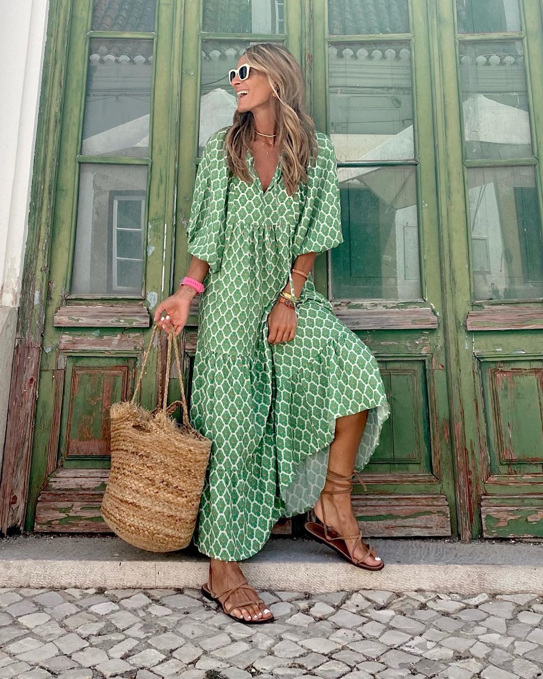 Puff Sleeve V-Neck Long Elegant Dress | Body Central