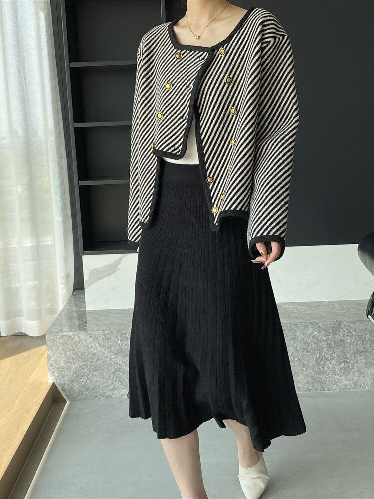 Knitting Slim-type Ladies Elastic Waist Simple Skirt - Body Central Store
