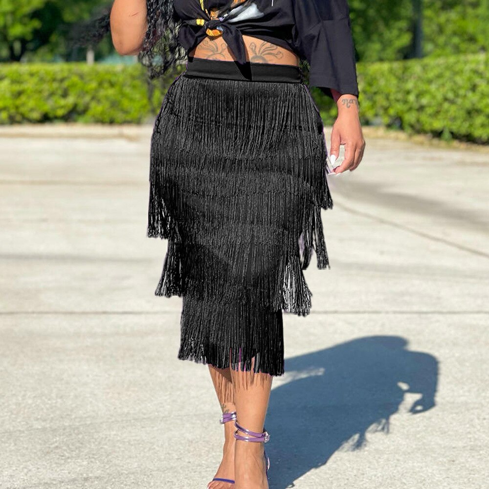 Tassel Fringe Bodycon Pencil Skirt | Body Central