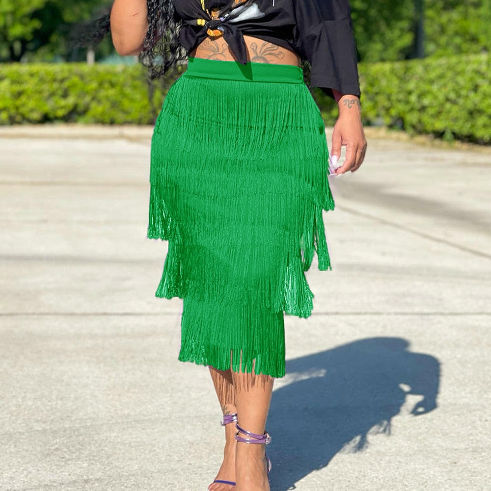 Tassel Fringe Bodycon Pencil Skirt | Body Central