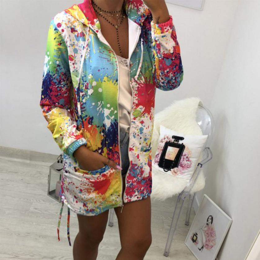 Outerwear & Coats Jackets Fashion Tie dyeing Print Outwear Sweatshirt Hooded Overcoat - Body Central Store