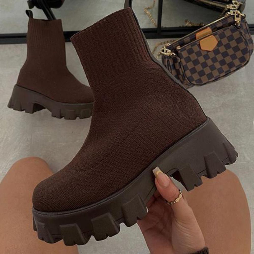 Autumn Winter Couple Socks Knitted Short Boots - Body Central