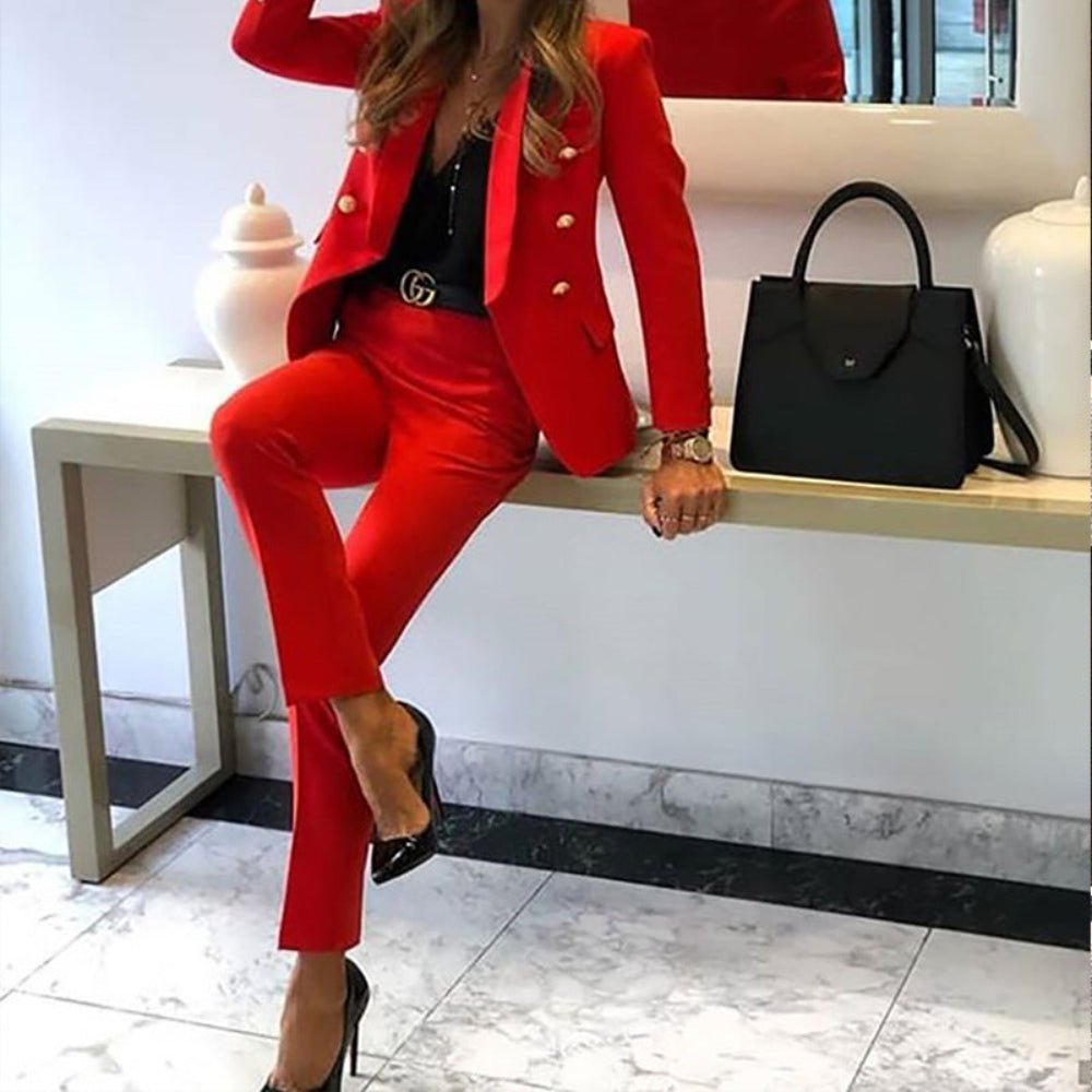 Blazer Elastic Pants Suit Slim Elegant Pants Set - Body Central