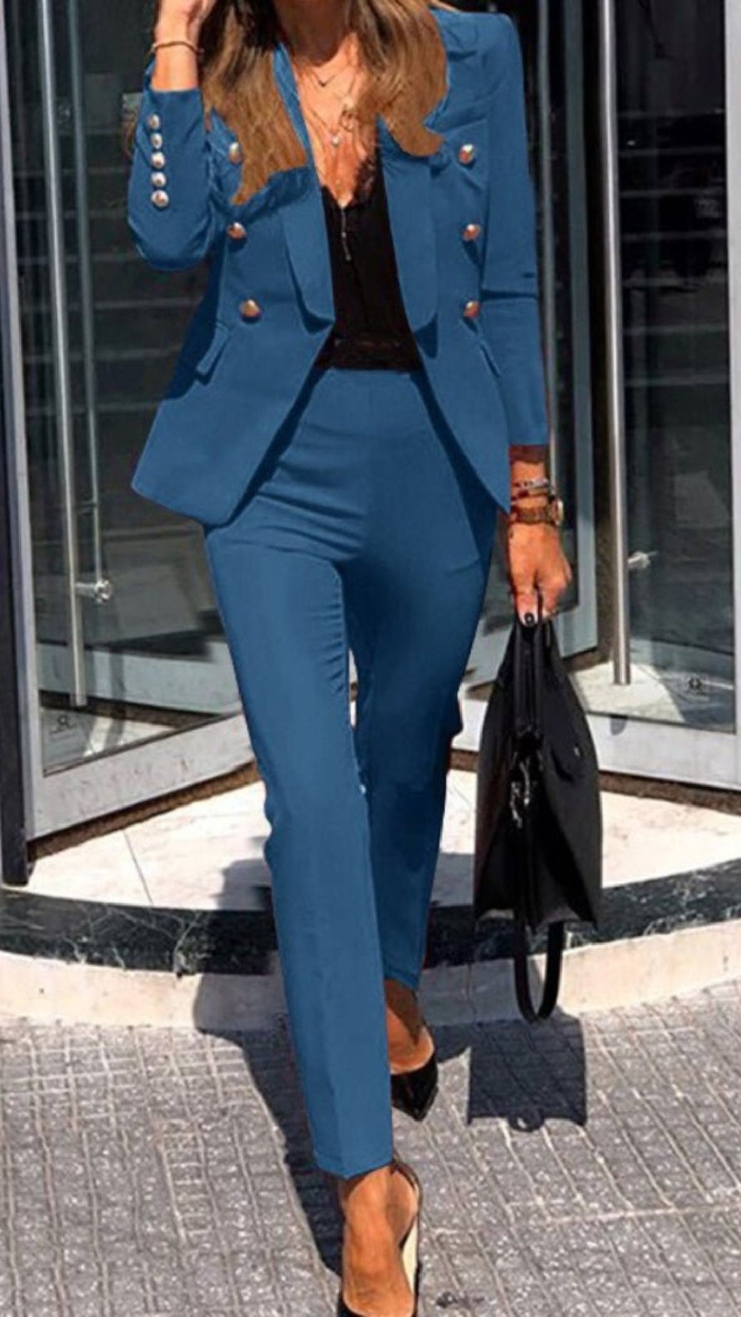 Blazer Elastic Pants Suit Slim Elegant Pants Set - Body Central
