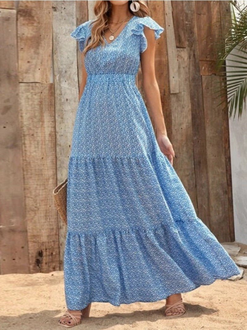 Bohemian High - rise Print Paneled Floral Long Dress - Body Central