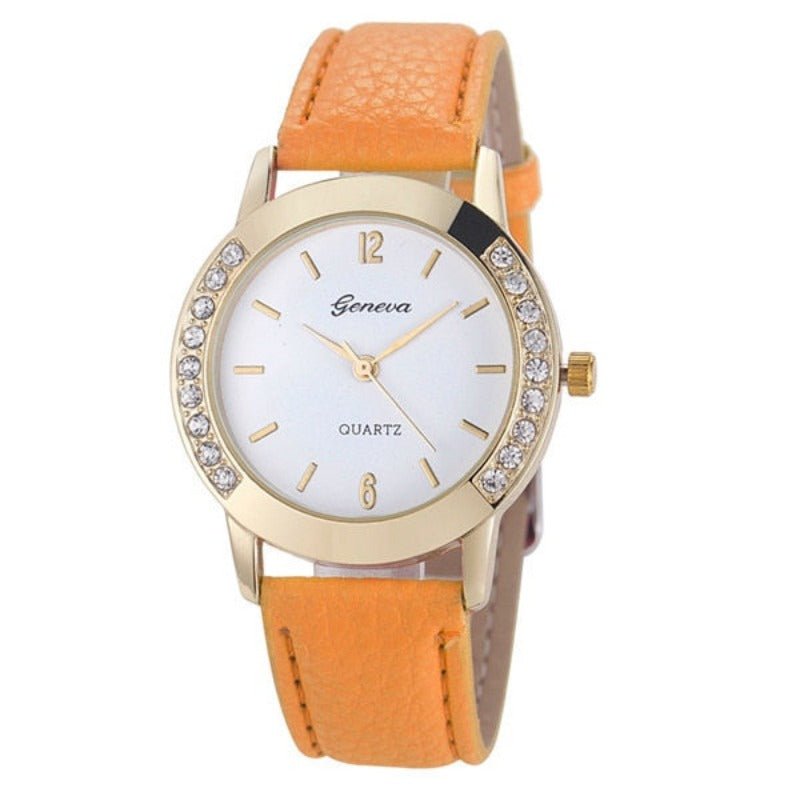Branded Women Leather Quartz Watch - Body Central