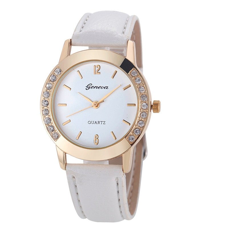 Branded Women Leather Quartz Watch - Body Central