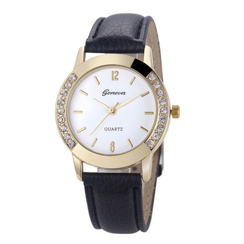 Branded Women Leather Quartz Watch - Body Central