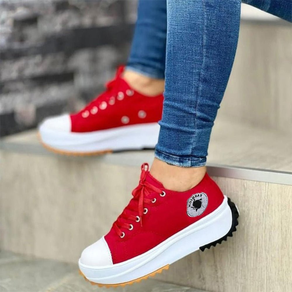 Canvas Platform Lace Up Walking Shoes - Body Central
