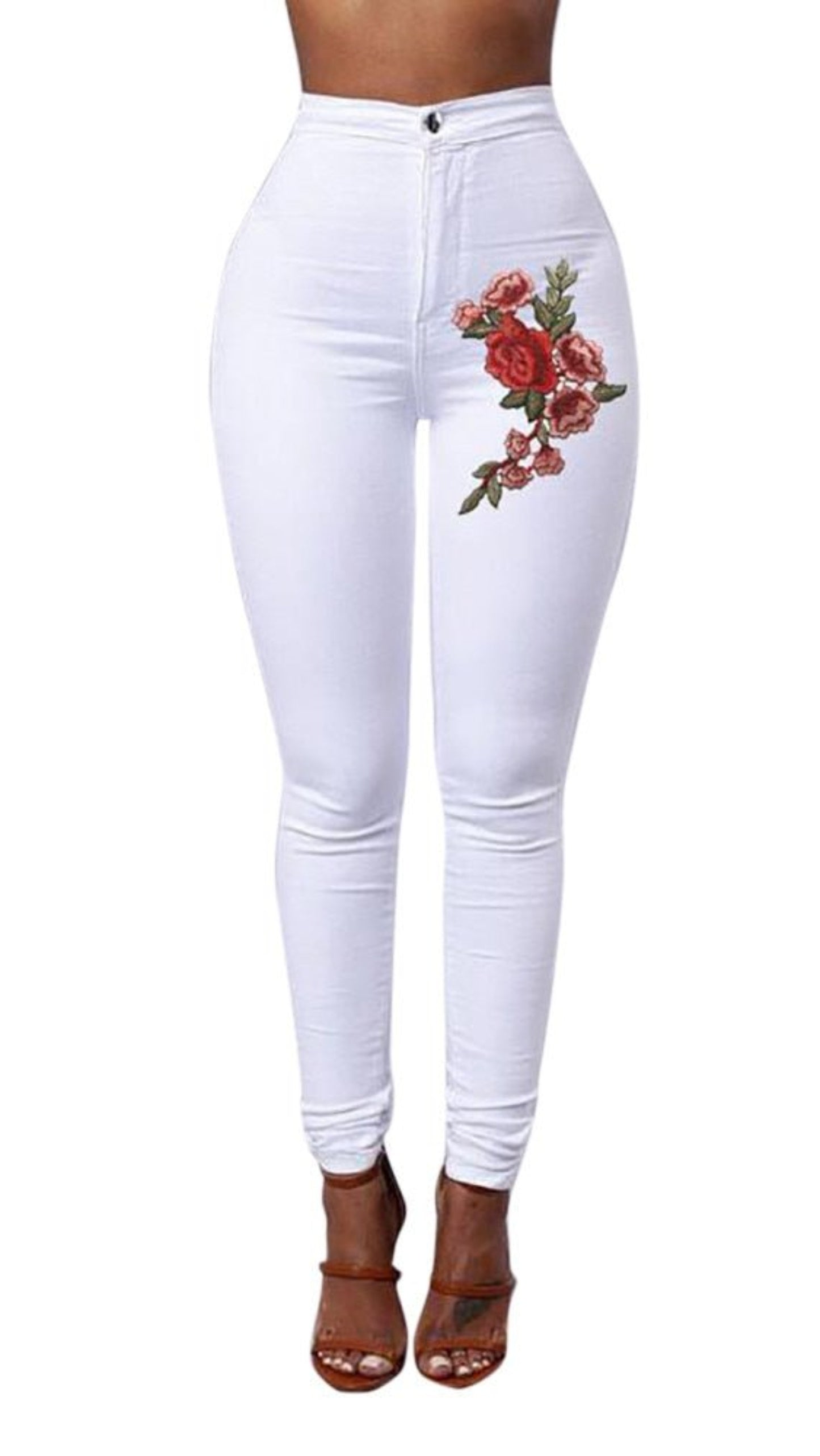Skinny Applique Elastic High Waist Stretch Slim Pencil Jeans - Body Central