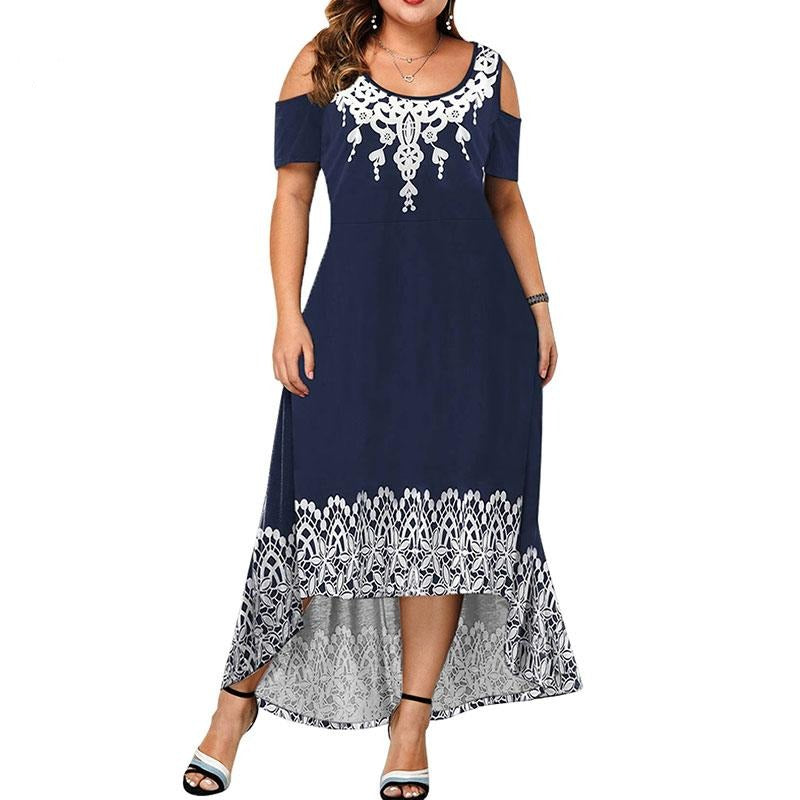 Maxi Short Sleeve Floral Printed Elegant A line Large Dress - Body Central Store