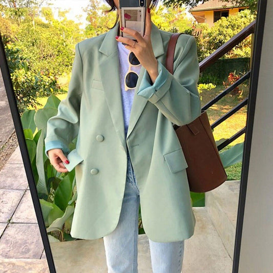 Double Breasted Thin Pockets Blazer - Body Central