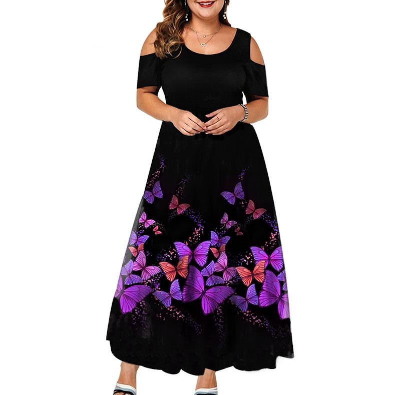 Maxi Short Sleeve Floral Printed Elegant A line Large Dress - Body Central Store