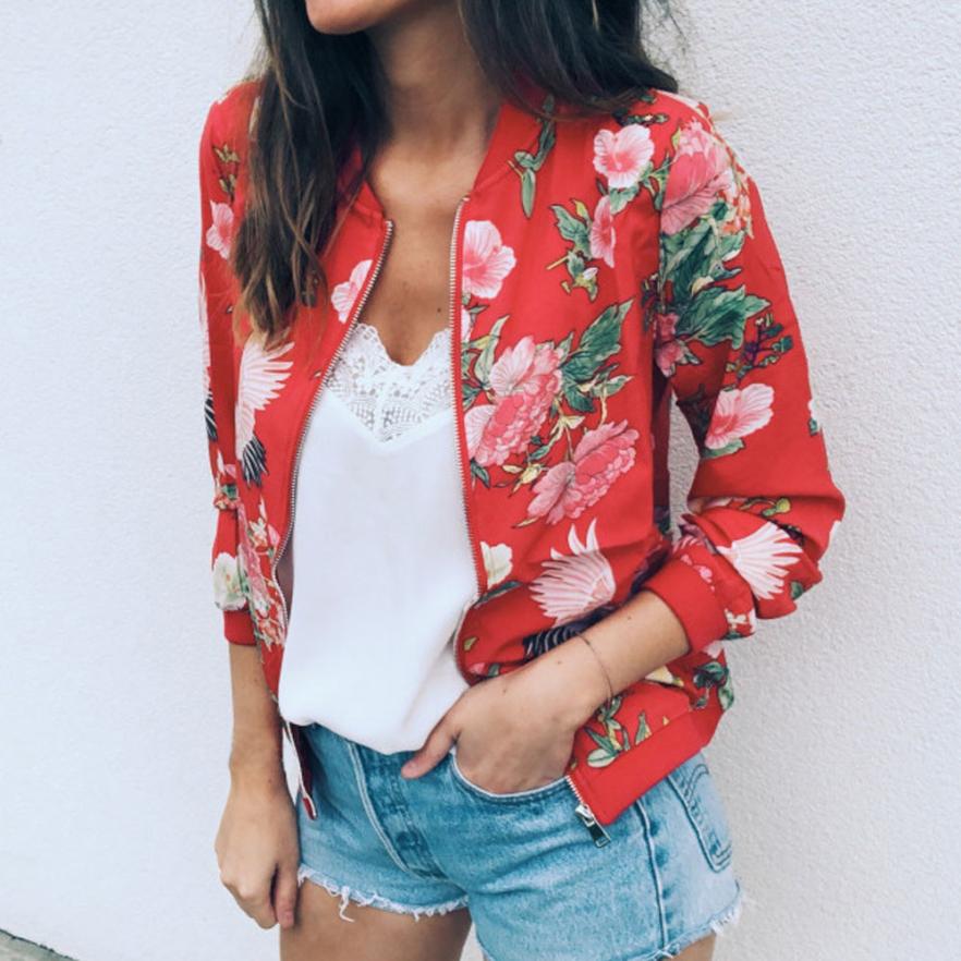 Retro Floral Zipper Up Outwear Bomber - Body Central Store