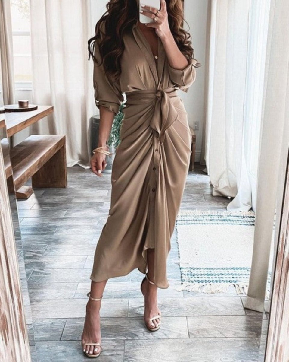 Elegant Bandage Mid-Calf-Length Dress - Body Central