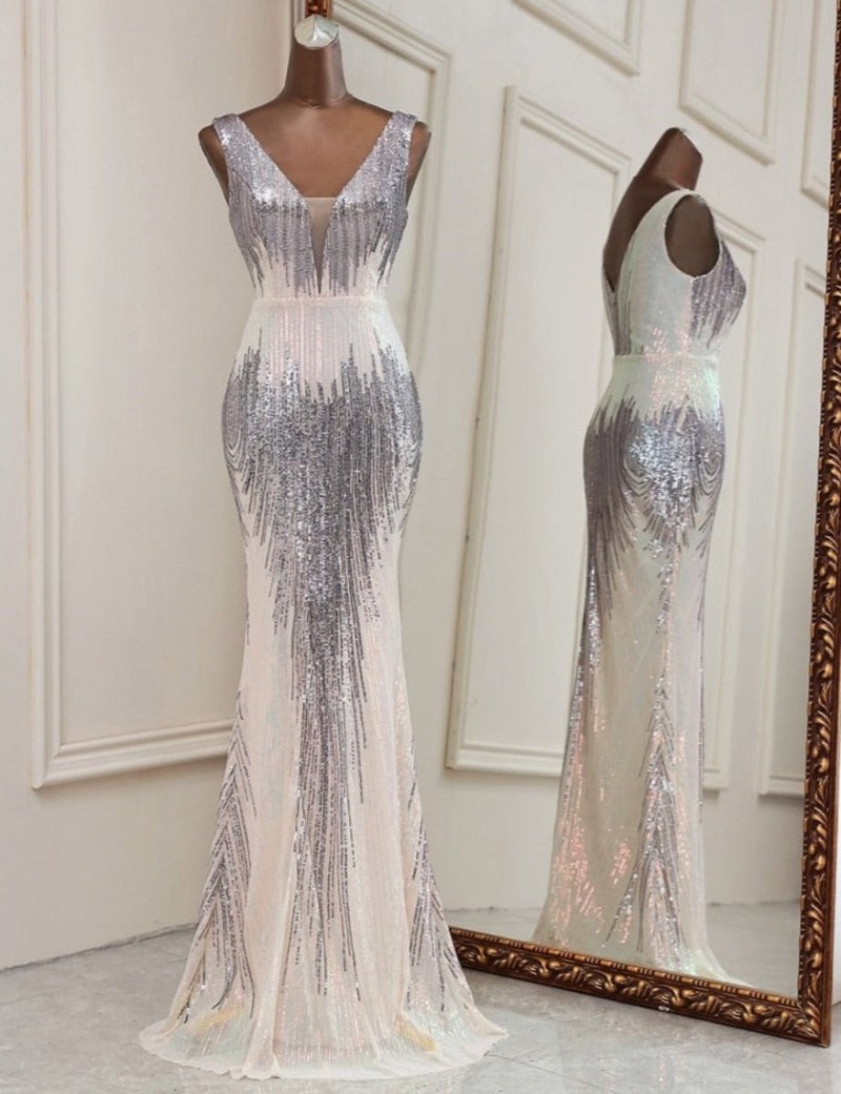 Elegant Deep V neck Evening Dress - Body Central