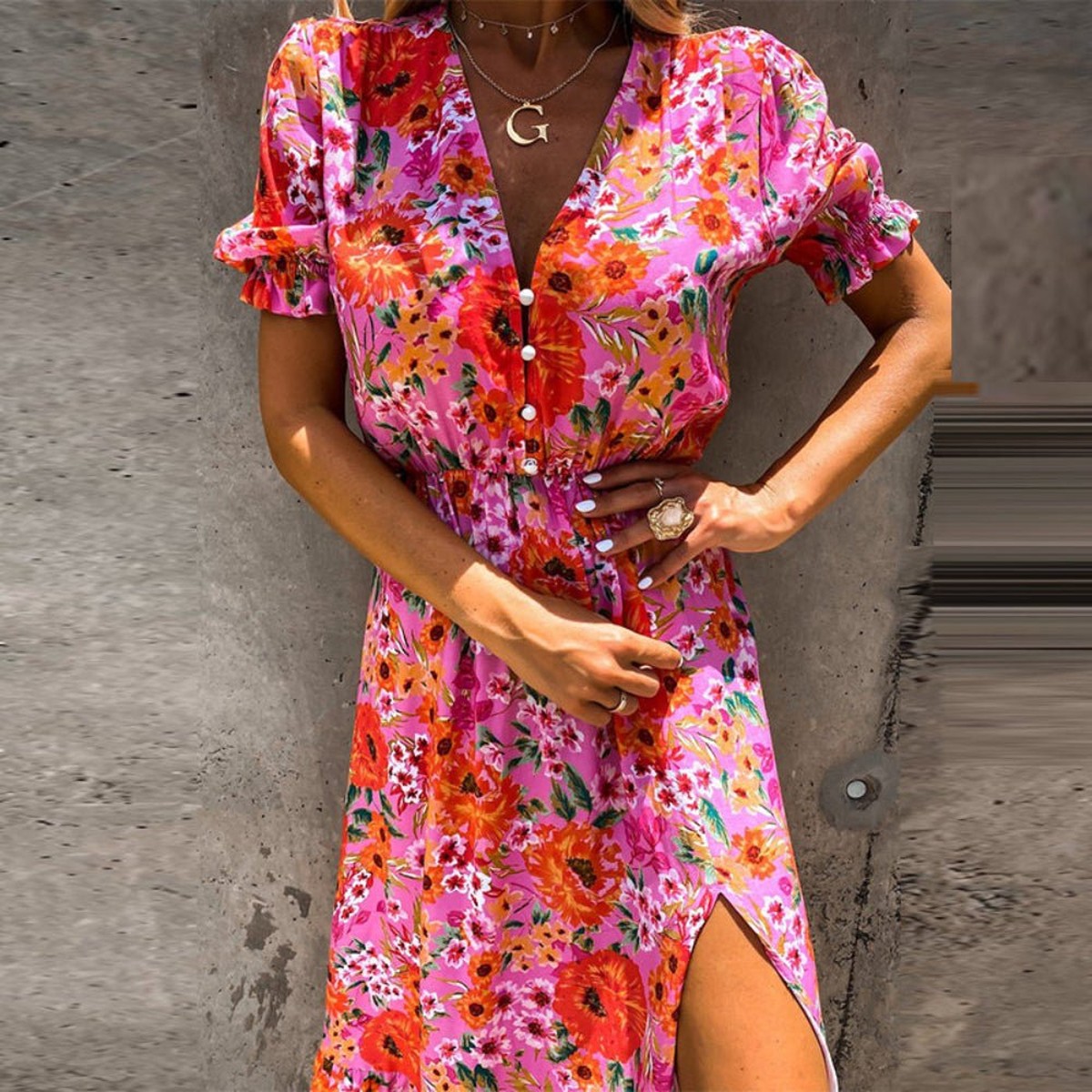 Elegant Long V Neck Dress - Body Central