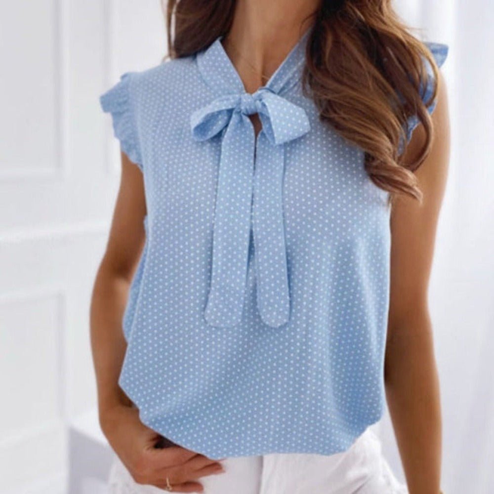 Elegant Ruffles Sleeveless Polka Dot Blouse - Body Central