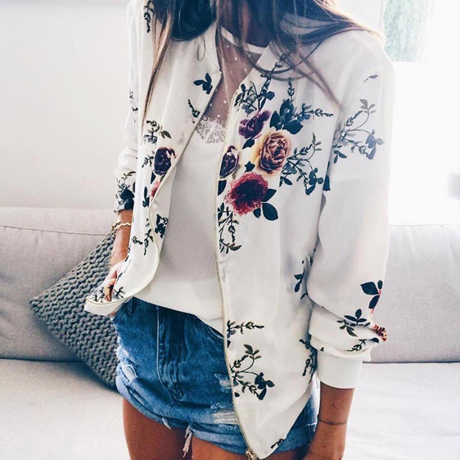 Retro Floral Zipper Up Outwear Bomber - Body Central Store