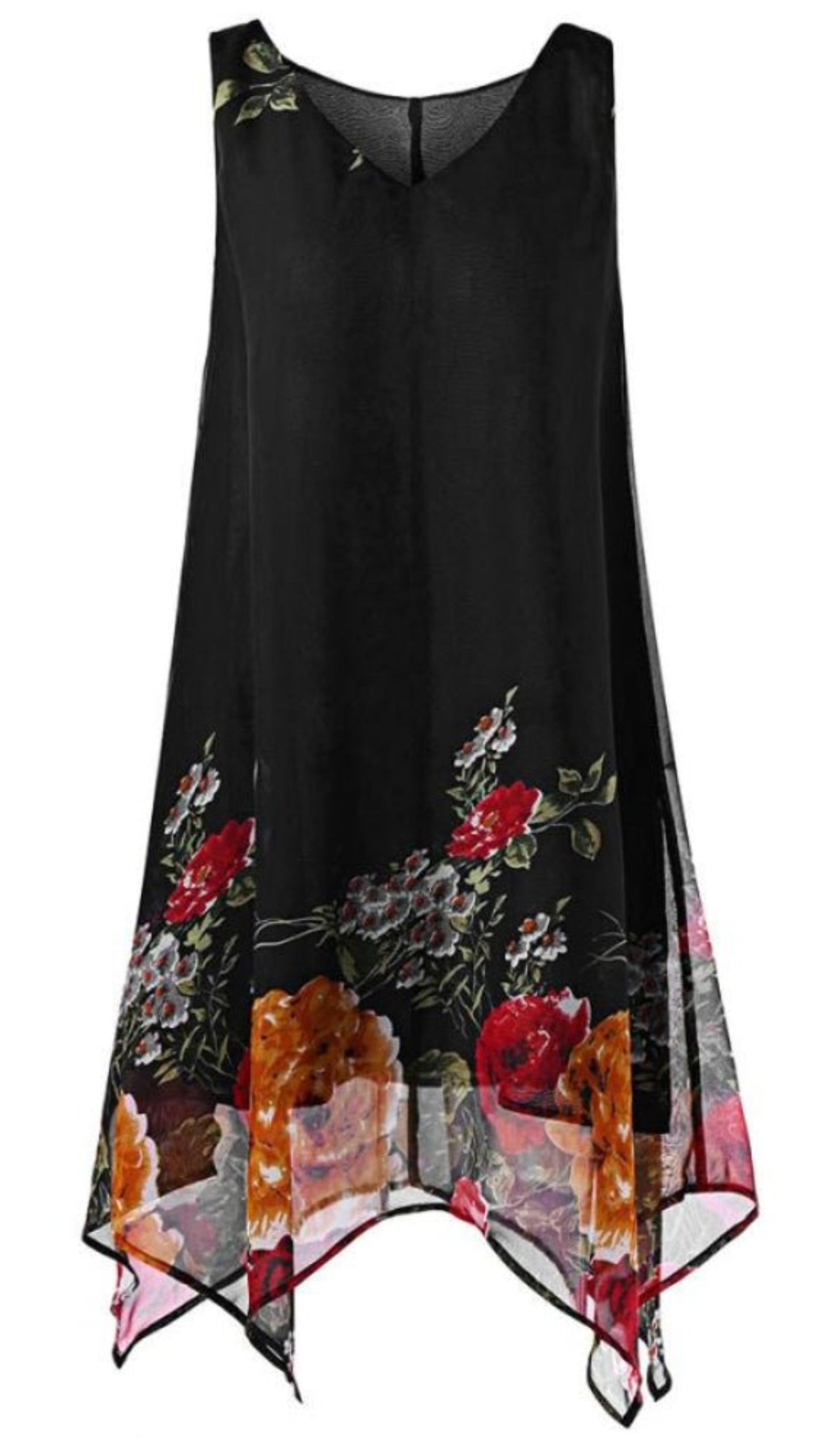 Floral Chiffon Sleeveless Irregular Mini Dress - Body Central