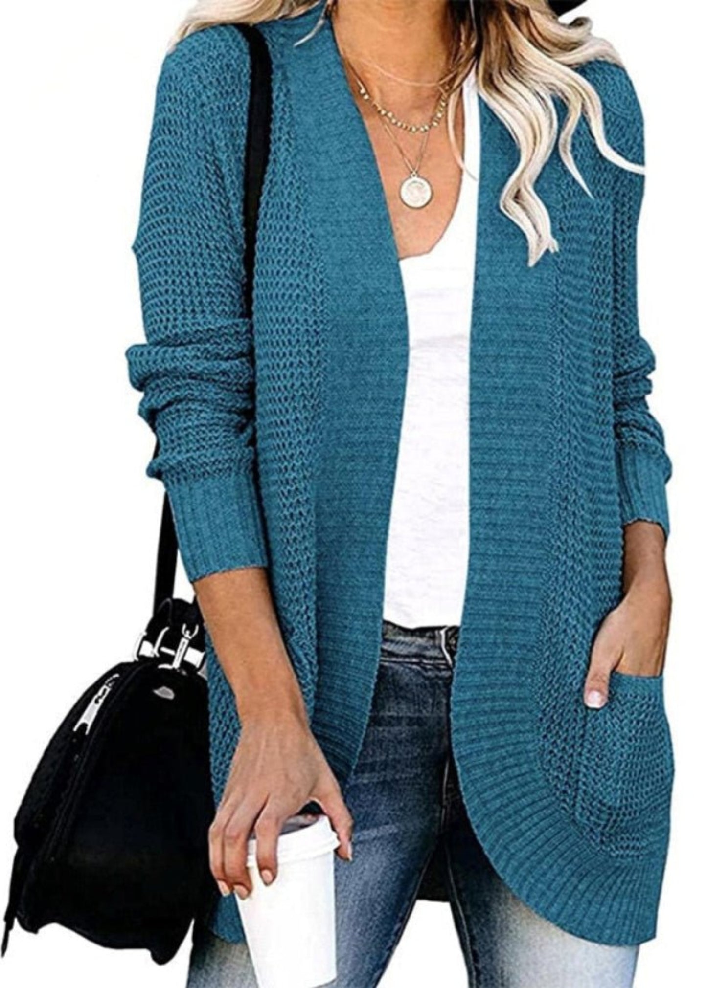 Knitted Double Pocket Cardigan - Body Central