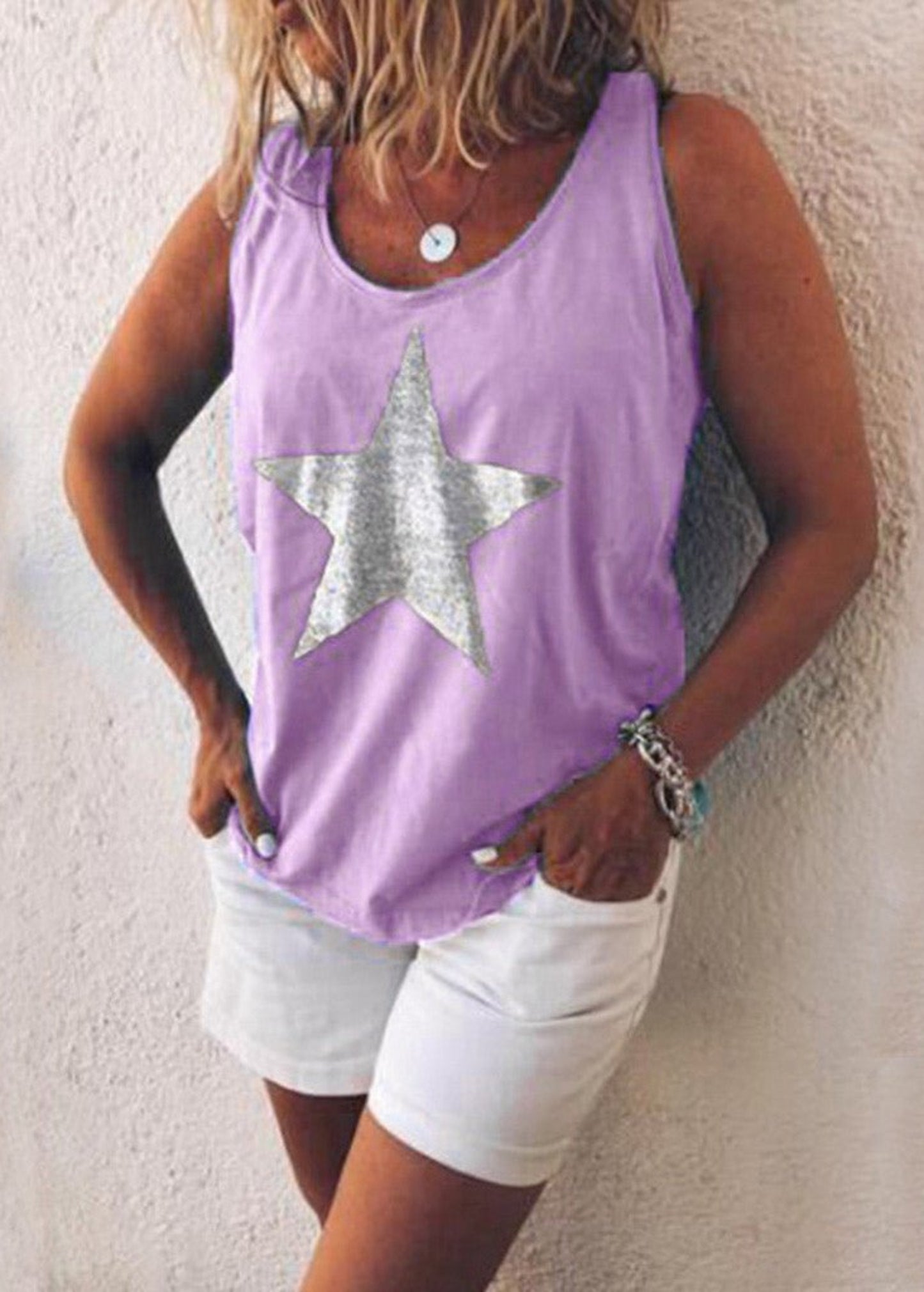 Loose Vest Round Neck Sleeveless Shirt - Body Central