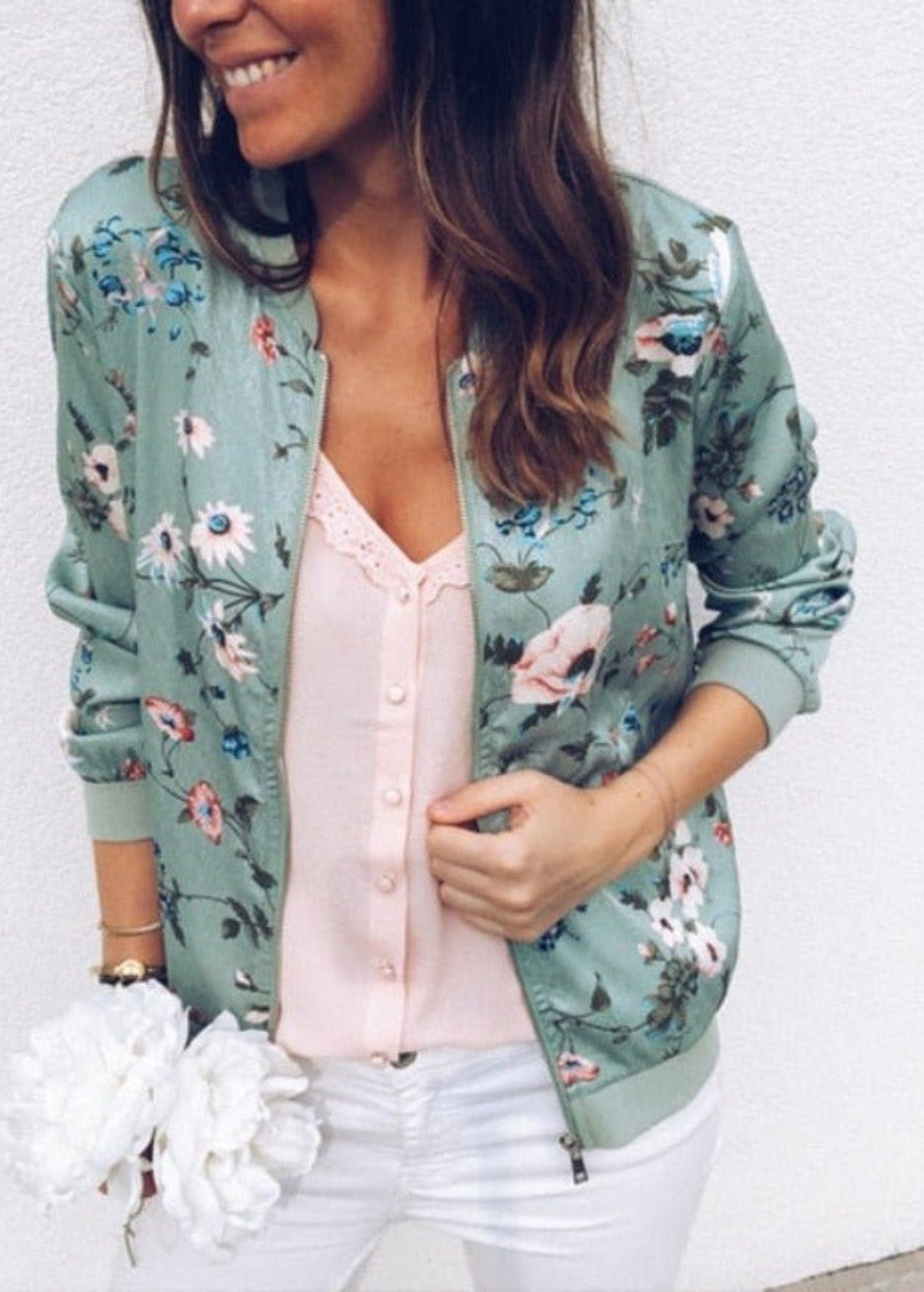 Retro Short Floral Long Sleeve Bomber Jacket - Body Central