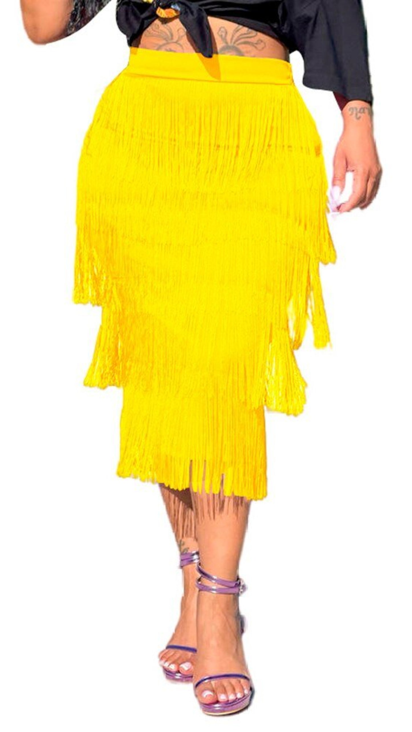 Tassel Fringe Bodycon Pencil Skirts - Body Central
