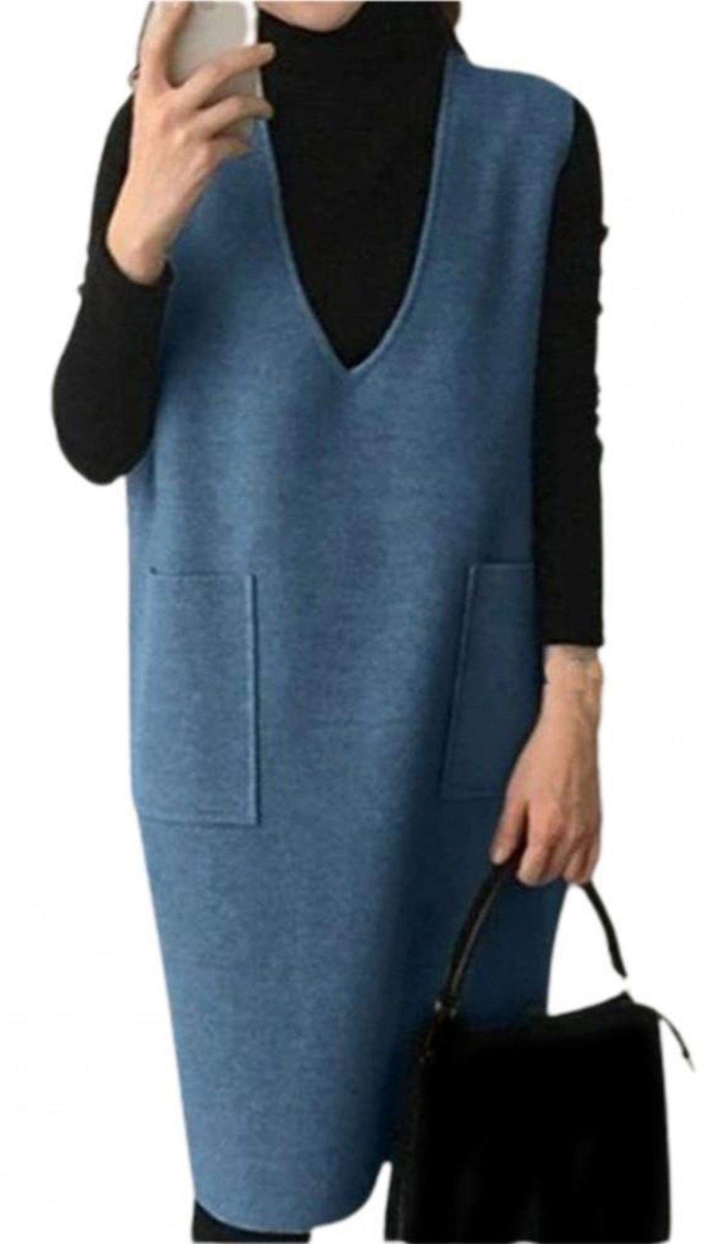 Vest Dress Solid Color Sleeveless Elegant Warm Long - Body Central