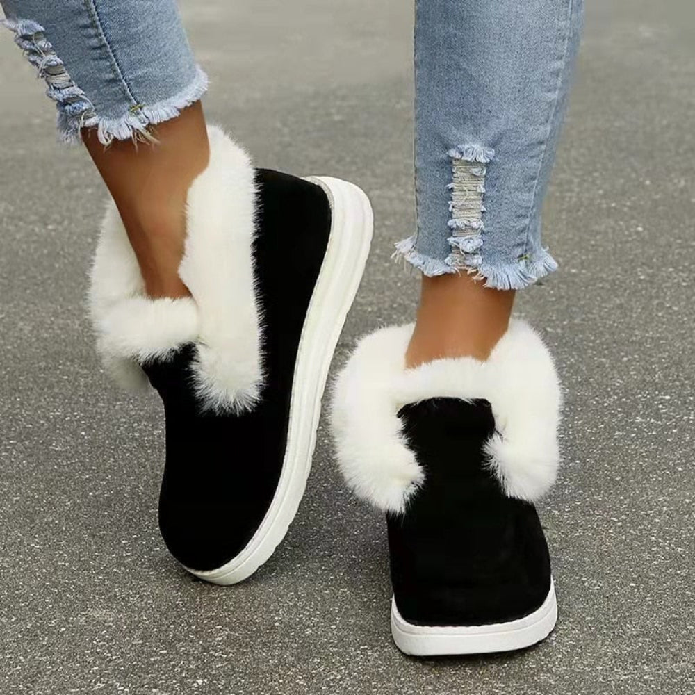 Warm Plush Fur Snow Ankle Boots - Body Central
